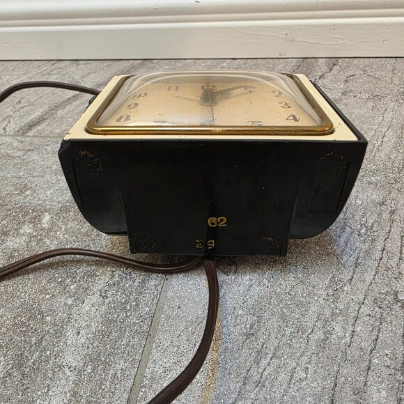 Vintage Art Deco Telechron Black Bakelite Electric Alarm Clock Model CF769 Works - Picture 9 of 14